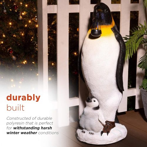  Alpine Corporation AZZ122SLR Solar Christmas Penguin wNestlingStatue, 37 Inch Tall, 37, Multicolor