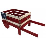 Alpine Corporation BKY100HH American Flag Wooden Wheel Barrel Planter, 9 Inch Tall, 9, Red, White & Blue