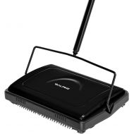 [아마존베스트]Alpine Industries Triple Brush Floor & Carpet Sweeper  Heavy Duty & Non Electric Multi-Surface Cleaner - Easy Manual Sweeping for Carpeted Floors (Black) (Black)