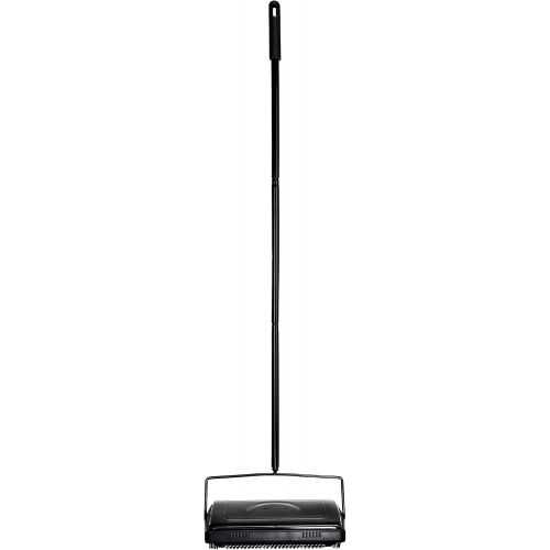  [아마존베스트]Alpine Industries Triple Brush Floor & Carpet Sweeper  Heavy Duty & Non Electric Multi-Surface Cleaner - Easy Manual Sweeping for Carpeted Floors (Black) (Black)