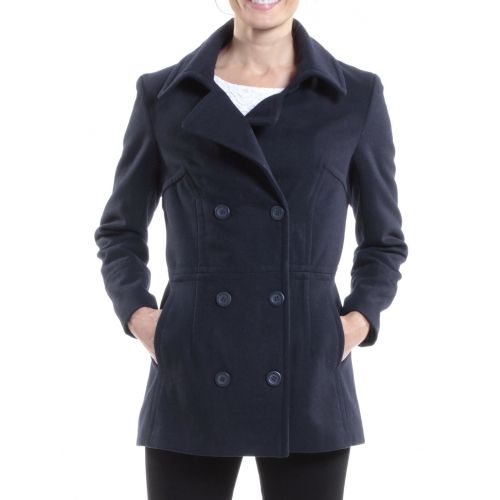  Alpine Swiss Emma Womens Peacoat Double Breasted Overcoat 34 Length Wool Blazer Black Medium