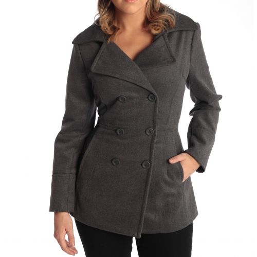  Alpine Swiss Emma Womens Peacoat Double Breasted Overcoat 34 Length Wool Blazer Black Medium