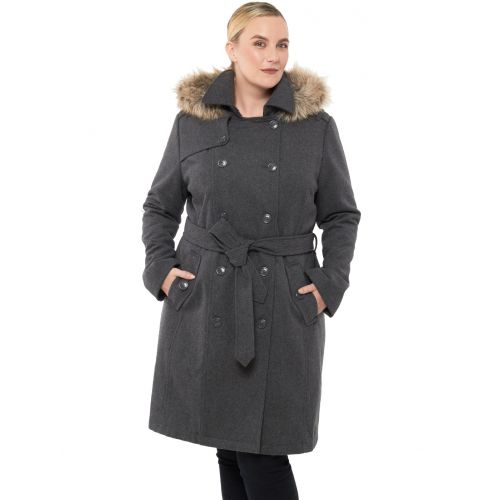  Alpine Swiss Women’s Parka Trench Pea Coat Belt Jacket Fur Hood Reg & Plus Sizes