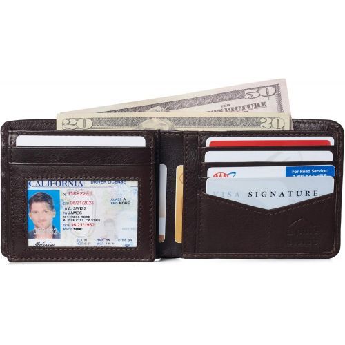  [아마존핫딜][아마존 핫딜] Alpine+swiss Alpine Swiss RFID Luka Mens Flip ID Wallet Deluxe Capacity ID Bifold With Divided Bill Section Camden Collection