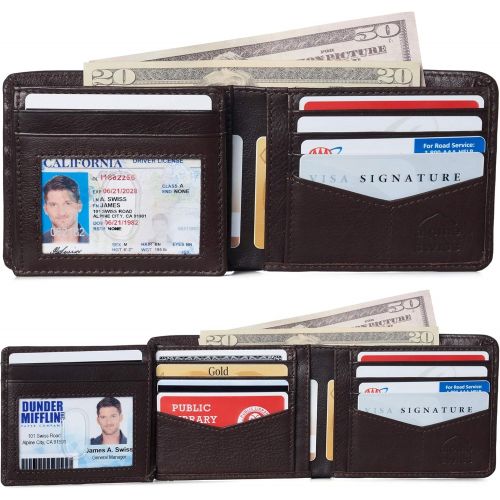  [아마존핫딜][아마존 핫딜] Alpine+swiss Alpine Swiss RFID Luka Mens Flip ID Wallet Deluxe Capacity ID Bifold With Divided Bill Section Camden Collection