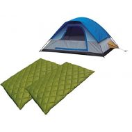 Alpinizmo High Peak USA 2 Colorado 20F Sleeping Bags + 5 Men Tent Combo Set, BlueGreen, One Size