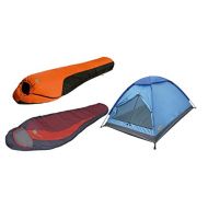 Alpinizmo High Peak USA Redwood -5F & Water Proof 0F Sleeping Bags 3 Tent Combo Set, BlueOrangeRed, One Size