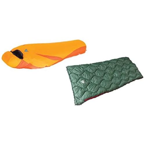  Alpinizmo High Peak USA Sleeping BagUltra Lite 20F Sleeping Bag Combo Set, GreenOrange, One Size