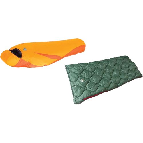  Alpinizmo High Peak USA Sleeping BagUltra Lite 20F Sleeping Bag Combo Set, GreenOrange, One Size