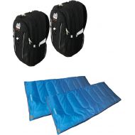 High Peak USA Alpinizmo 2 Vector 38 Backpacks + 2 Ceduna 20 Sleeping Bags Combo, GreyBlue, One Size
