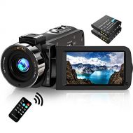 Alsuoda Video Camera Camcorder FHD 1080P 30FPS 36MP IR Night Vision YouTube Vlogging Camera Recorder 3.0 270 Degree Rotation IPS Screen 16X Digital Zoom Camcorder with Remote and 2 Batteri