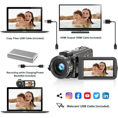  [아마존베스트]Alsuoda Video Camera Camcorder FHD 1080P 30FPS 36MP IR Night Vision YouTube Vlogging Camera Recorder 3.0 270 Degree Rotation IPS Screen 16X Digital Zoom Camcorder with Remote and 2 Batteri