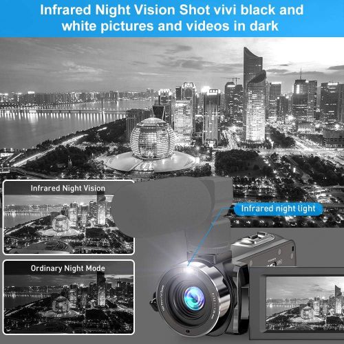  [아마존베스트]Alsuoda Video Camera Camcorder FHD 1080P 30FPS 36MP IR Night Vision YouTube Vlogging Camera Recorder 3.0 270 Degree Rotation IPS Screen 16X Digital Zoom Camcorder with Remote and 2 Batteri