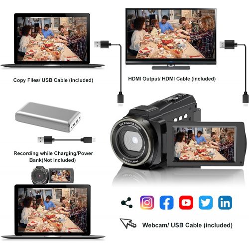  [아마존베스트]Alsuoda 4K Video Camera Camcorder 48MP UHD WiFi IR Night Vision YouTube Vlogging Camera 3’’ 270°Rotation Touch Screen 16X Digital Zoom Video Recorder with Microphone, Remote, Handheld Stab