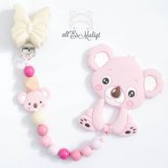 Etsy Koala Foodgrade Silicone Teether Chain - Pacifier Chain Set - Stroller ToyCar Seat Toy