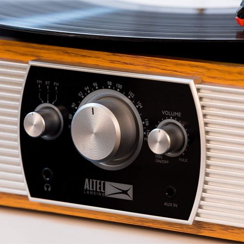 [아마존베스트]Altec Lansing Belt-Drive Stereo Turntable with Bluetooth, FM Radio and Built-in Speakers