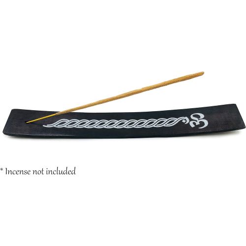  인센스스틱 Alternative Imagination Black, Wooden Incense Holder with Painted Om, 10 Inches Long, for Single Incense Sticks