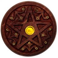 인센스스틱 Alternative Imagination Pentagram Round Wooden Incense Holder for Incense Sticks and Cones