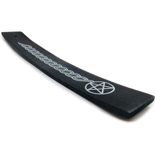  인센스스틱 Alternative Imagination Wooden Incense Holder, 10 Inches Long, for Single Incense Sticks (Black with Pentagram)