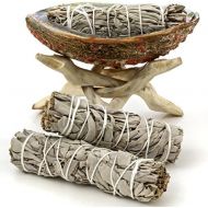 인센스스틱 Alternative Imagination Premium Bundle with 5 Inch or Larger Abalone Shell, Natural Wooden Tripod Stand, and 3 California White Sage Smudge Sticks for Incense Burning, Home Fragrance, Energy Clearing, Yog