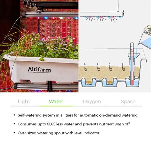  Altifarm Combo Home Farm: Vertical Raised Bed Elevated Garden Self-Watering Planter Kit (3 Tier, Grey) Plus Expansion Packs : Altifarm Grow System + LED Grow Lights + Greenhouse Co