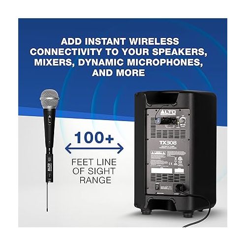  Alto Professional Stealth 1 - Mono UHF XLR Wireless Audio System, Transmitter and Receiver for Powered Speakers, Mixers and Dynamic Microphones,black