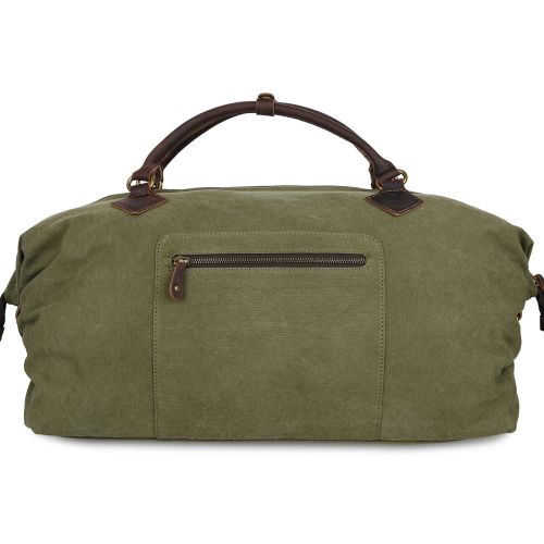  Altosy ALTOSY Canvas Genuine Leather Travel Tote Duffel Bag Carry On Luggage Bag Weekender Handbag (Y1827, Khaki)