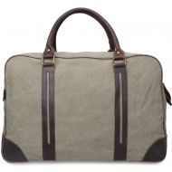 Altosy ALTOSY Canvas Genuine Leather Travel Tote Duffel Bag Carry On Luggage Bag Weekender Handbag (Y1827, Light Green)