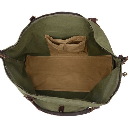  Altosy ALTOSY Canvas Genuine Leather Travel Tote Duffel Bag Carry On Luggage Bag Weekender Handbag (Y1827, Light Green)