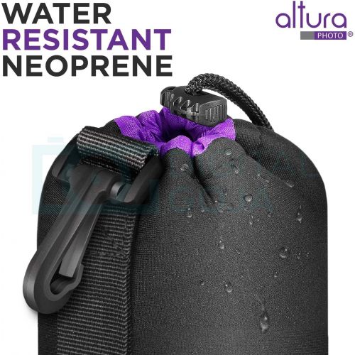  [아마존베스트](4 Pack) Altura Photo Thick Protective Neoprene Pouch Set for DSLR Camera Lens (Canon, Nikon, Pentax, Sony, Olympus, Panasonic) - Includes: Small, Medium, Large and Extra Large Pou