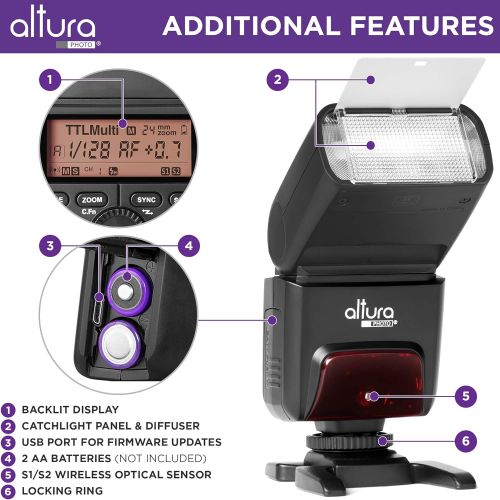  Altura Photo AP-305C Camera Flash Light with Manual Trigger for Canon R, RP, 90D, 80D, 70D, SL2, T7I, T6, T6I, 5D, 6D, 7D, M6, M50, M200-2.4GHz TTL Speedlite for DSLR and Mirrorles