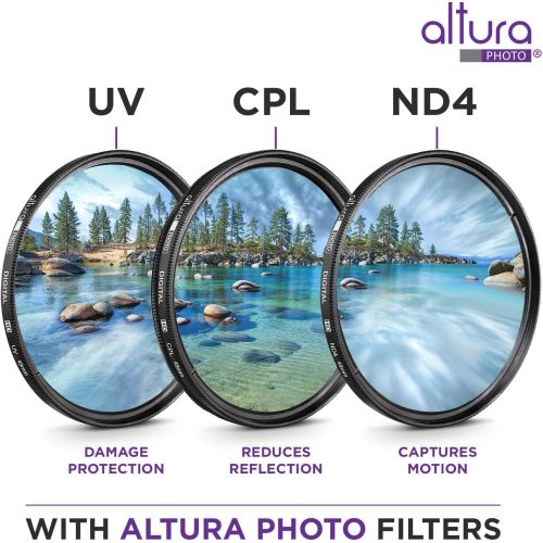  49MM Lens Filter Kit by Altura Photo, Includes 49MM ND Filter, 49MM Polarizing Filter, 49MM UV Filter, (UV, CPL Polarizer Filter, Neutral Density ND4) for Camera Lens w 49MM Filter