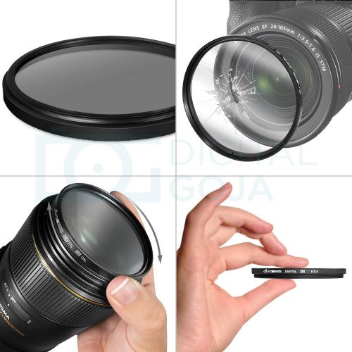  62MM Lens Filter Kit by Altura Photo, Includes 62MM ND Filter, 62MM Polarizing Filter, 62MM UV Filter, (UV, Polarizer Filter, Neutral Density ND4) for Camera Lens w 62MM Filter + L