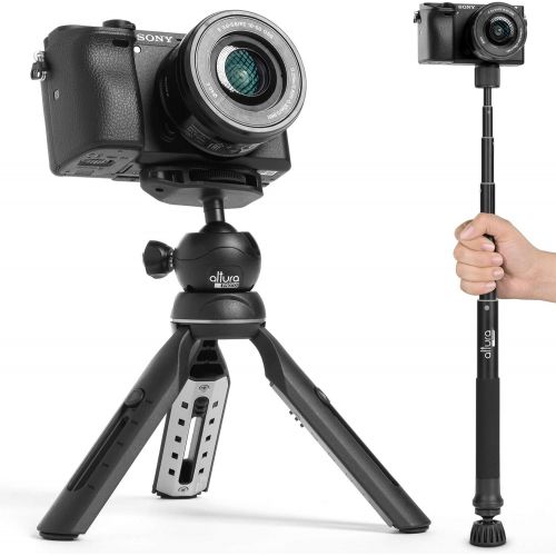  Altura Photo Phone Tripod Stand, Tripod for iPhone & Camera ? 55” Monopod for Cameras, Vlogging Tripod, GoPro Tripod, Cell Phone Tripod, with 360 Ball Head and Carry Bag