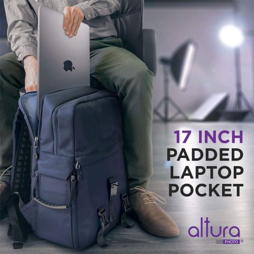  Laptop and DSLR Camera Backpack - Travel Backpack with Tripod Holder - Heavy Duty Water Resistant Large Camera Backpack by Altura Photo - Camera Backpack with Laptop Compartment