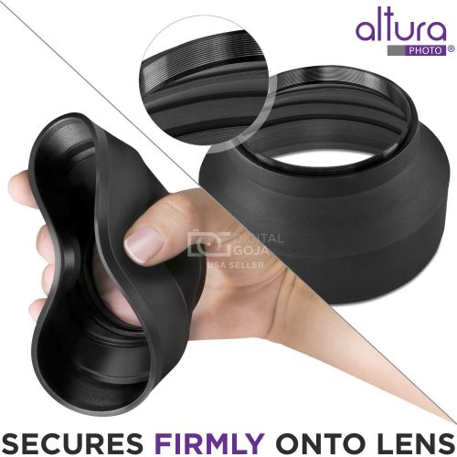  Altura Photo 58MM Lens Hood Set (Tulip Flower + Collapsible Rubber Lens Hood)