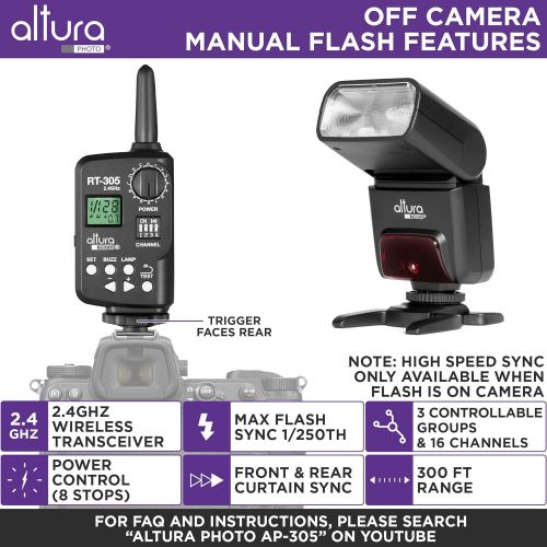  Altura Photo AP-305N Camera Flash Light with Manual Trigger for Nikon D3500 D3400 D3300 D5600 D5500 D5300 D850 D780 D750 D7500 D7200 Z6 Z7 Z50-2.4GHz I-TTL Speedlight for Mirrorles