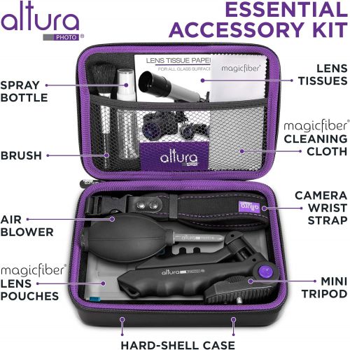  Altura Photo Camera Accessories Bundle - Photography Accessories Kit for Canon Nikon Sony DSLR & Mirrorless Cameras, Includes Small Tripod for Camera, Lens Cleaning Kit & Camera Cl