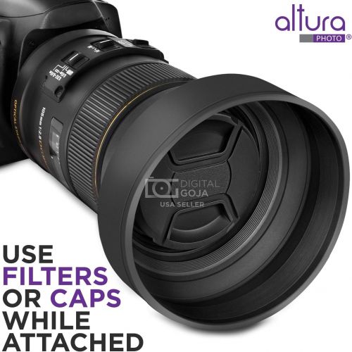  Altura Photo 58MM Lens Hood Set (Tulip Flower + Collapsible Rubber Lens Hood)