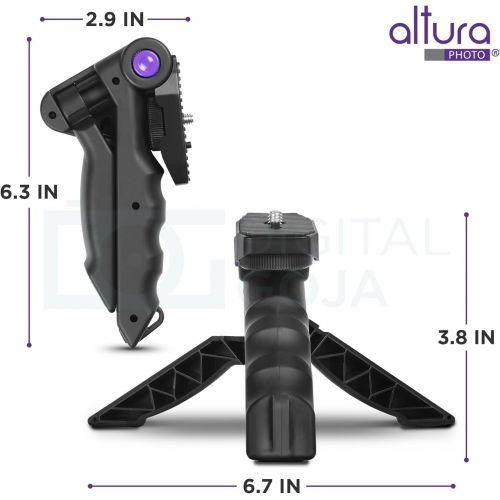  [아마존베스트]Altura Photo Mini Tripod Tabletop Stand Handle Stabilizer w/Soft Pistol Grip Support for DSLR, Mirrorless Cameras, Audio Recorder and Video