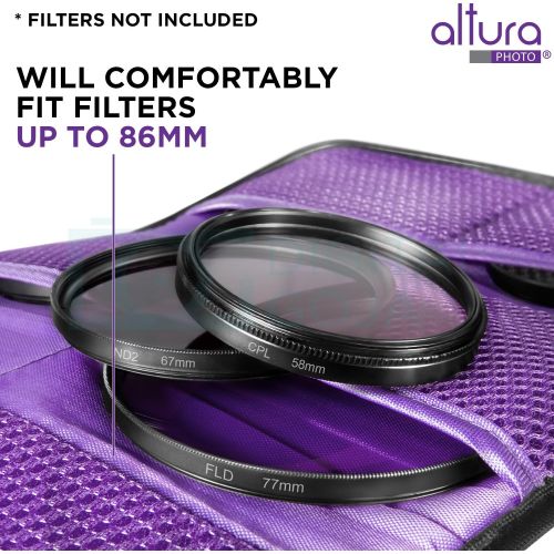  Altura Photo Lens Filter Case, 6 Pocket Camera Filter Wallet for Round or Square Filters + Premium MagicFiber Microfiber Cleaning Cloth