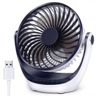Aluan Desk Fan Small Table Fan with Strong Airflow Quiet Operation Portable Fan Speed Adjustable Head 360°Rotatable Mini Personal Fan for Home Office Bedroom Table and Desktop 5.1