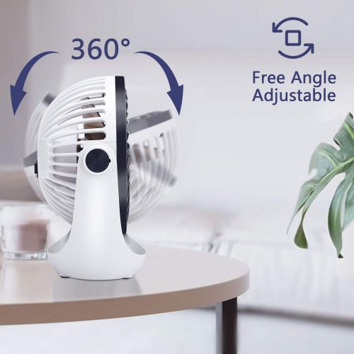  Aluan Desk Fan Small Table Fan with Strong Airflow Quiet Operation Portable Fan Speed Adjustable Head 360°Rotatable Mini Personal Fan for Home Office Bedroom Table and Desktop 5.1