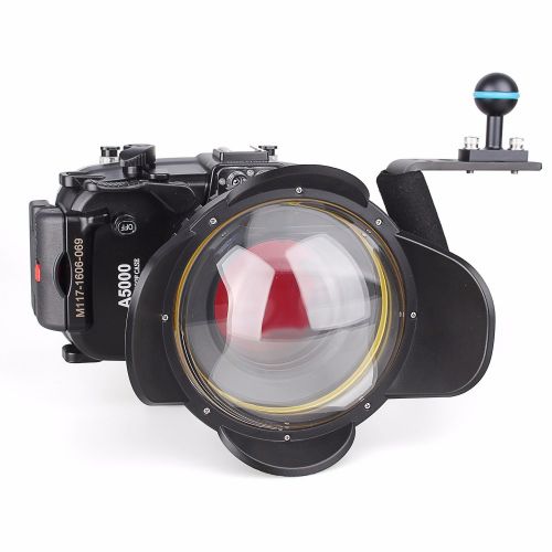  EACHSHOT 40m 130ft Waterproof Underwater Diving Camera Case For Sony A5000 16-50mm + EACHSHOT Aluminium Diving handle + 67mm Fisheye Lens + 67mm Red Filter