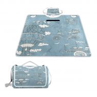 Aluy's boutique Aluys boutique Vintage Travel Set with Old Transport Extra Large Picnic Camping Mat 57x59inches for Summer Beach Hiking Grass Festivals Travel Outdoor Picnic Foldable Blanket Moist