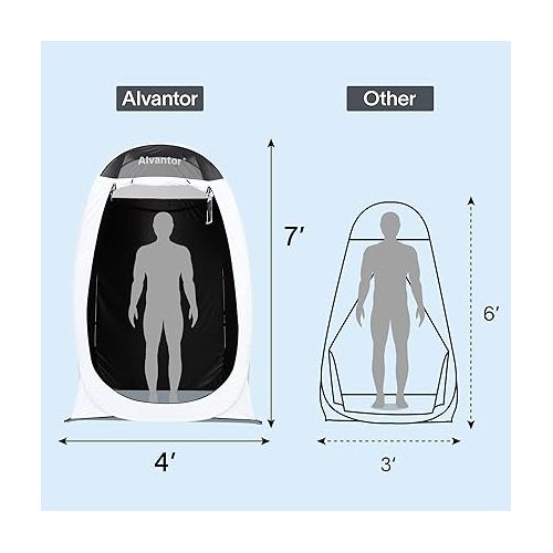  Alvantor Shower Tent Changing Room Outdoor Toilet Privacy Pop Up Camping Dressing Portable Shelter Teflon Coating Fabric 4’x4’x7' Patent Pending, White
