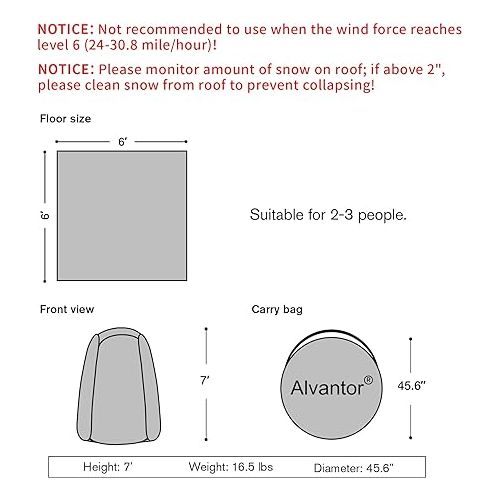  Alvantor Pop Up Bubble Tent - Large Oversize Weather Proof Pod - Cold Protection Camping Tent - Winter Tent Beige 9019 new4