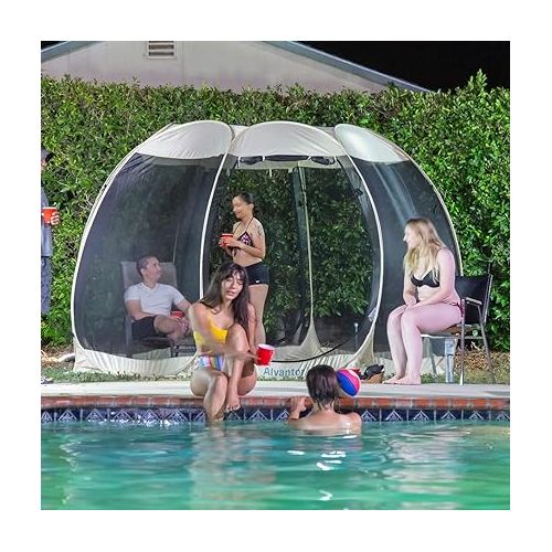  Alvantor Screen House Room Camping Tent Outdoor Canopy Pop Up Sun Shade Hexagon Shelter Mesh Walls Not Waterproof 10'x10' Beige Patent Pending