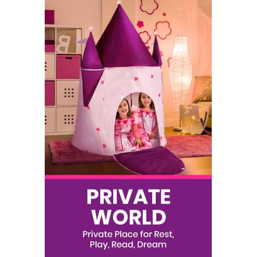  Alvantor Kids Princess Crystal Castle, Pop Play Tents Indoor Outdoor Great Game and Toy Gift for Children Fun, 35”x35”x51”
