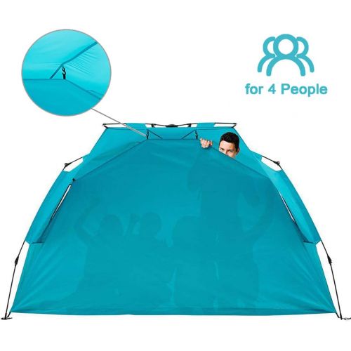  Alvantor Beach Tent Super Bluecoast Beach Umbrella Outdoor Sun Shelter Cabana Automatic Pop Up UPF 50+ Sun Shade Portable Camping Hiking Canopy Easy Setup Windproof Patent Pending